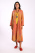 Reversible long coat in cotton blend patterned jacquard